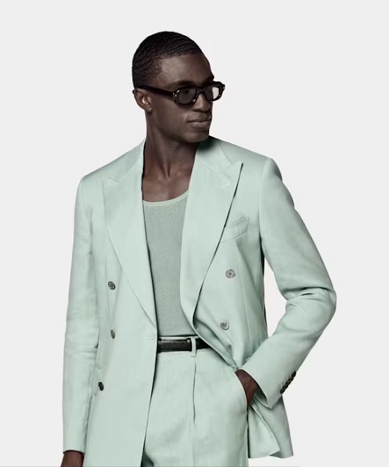 costume de mariage vert clair décontracté